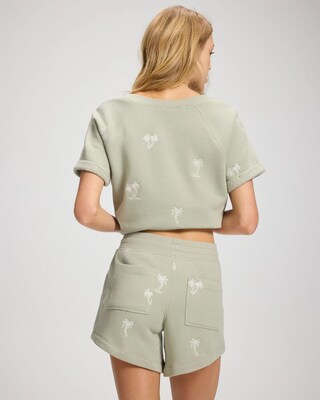 Cotton Terry Relaxed Embroidered Shorts click to view larger image.