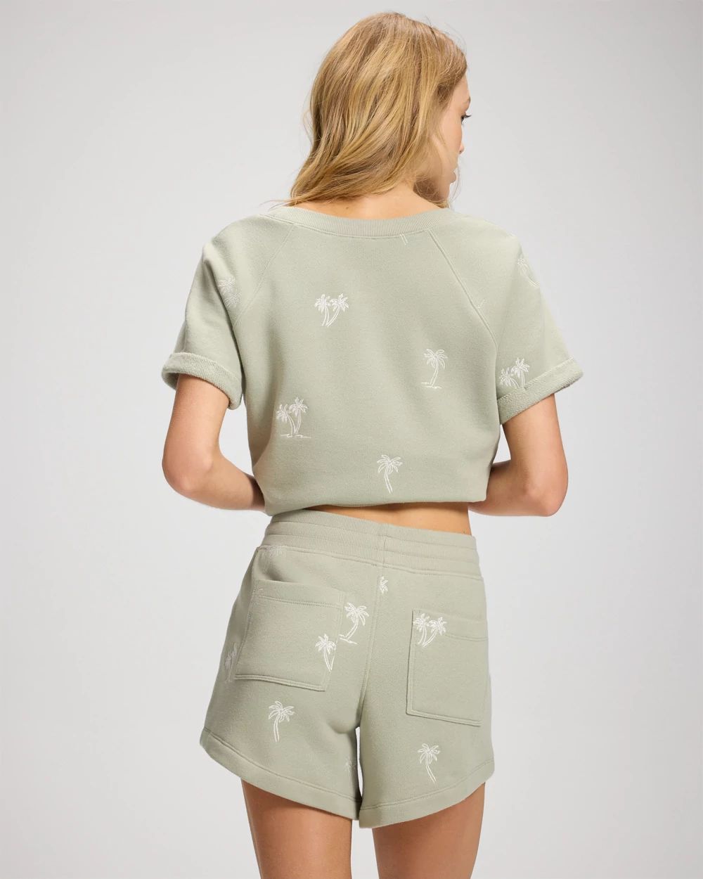 Cotton Terry Relaxed Embroidered Shorts