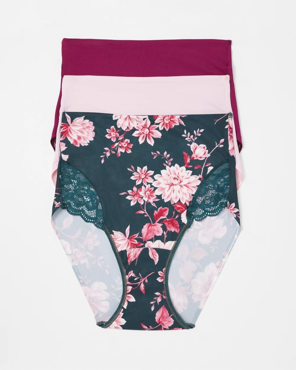 Vanishing Tummy High-Waist Brief Panty with Lace 3 Pack