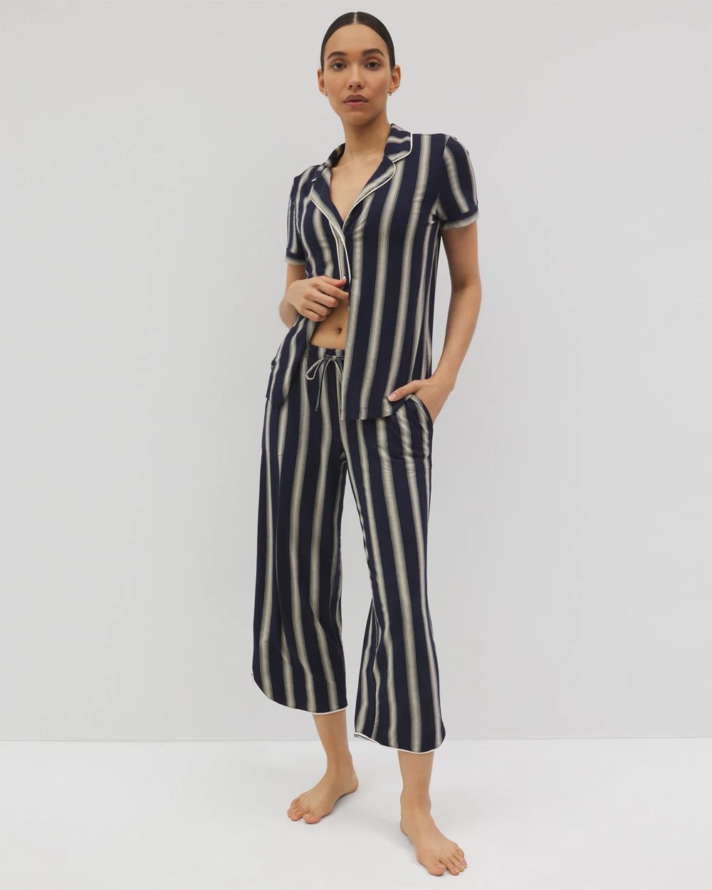 Cool Nights Piped Crop Pajama Pants