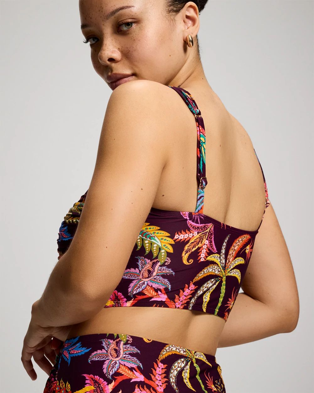 Ruched Longline Bikini Top click to view larger image.