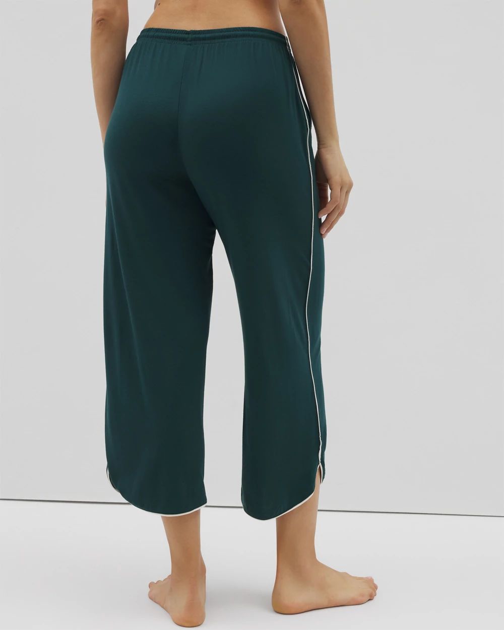 Cool Nights Solid Piped Crop Pajama Pant