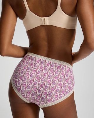 Cotton High-Leg Brief Panty with Lace Trim click to view larger image.
