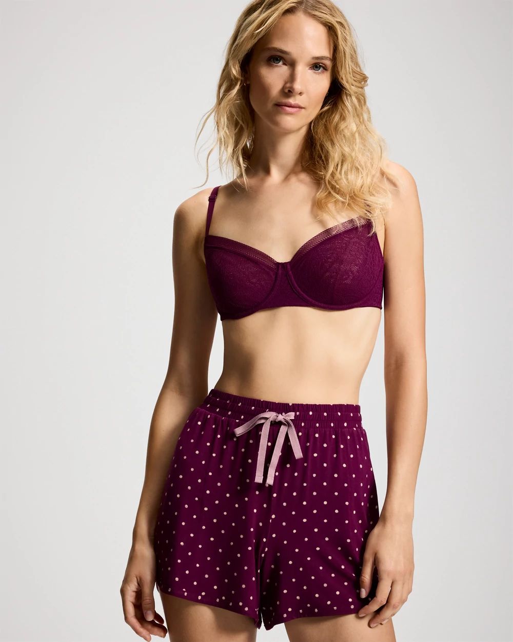 Curved Hem Pajama Shorts click to view larger image.