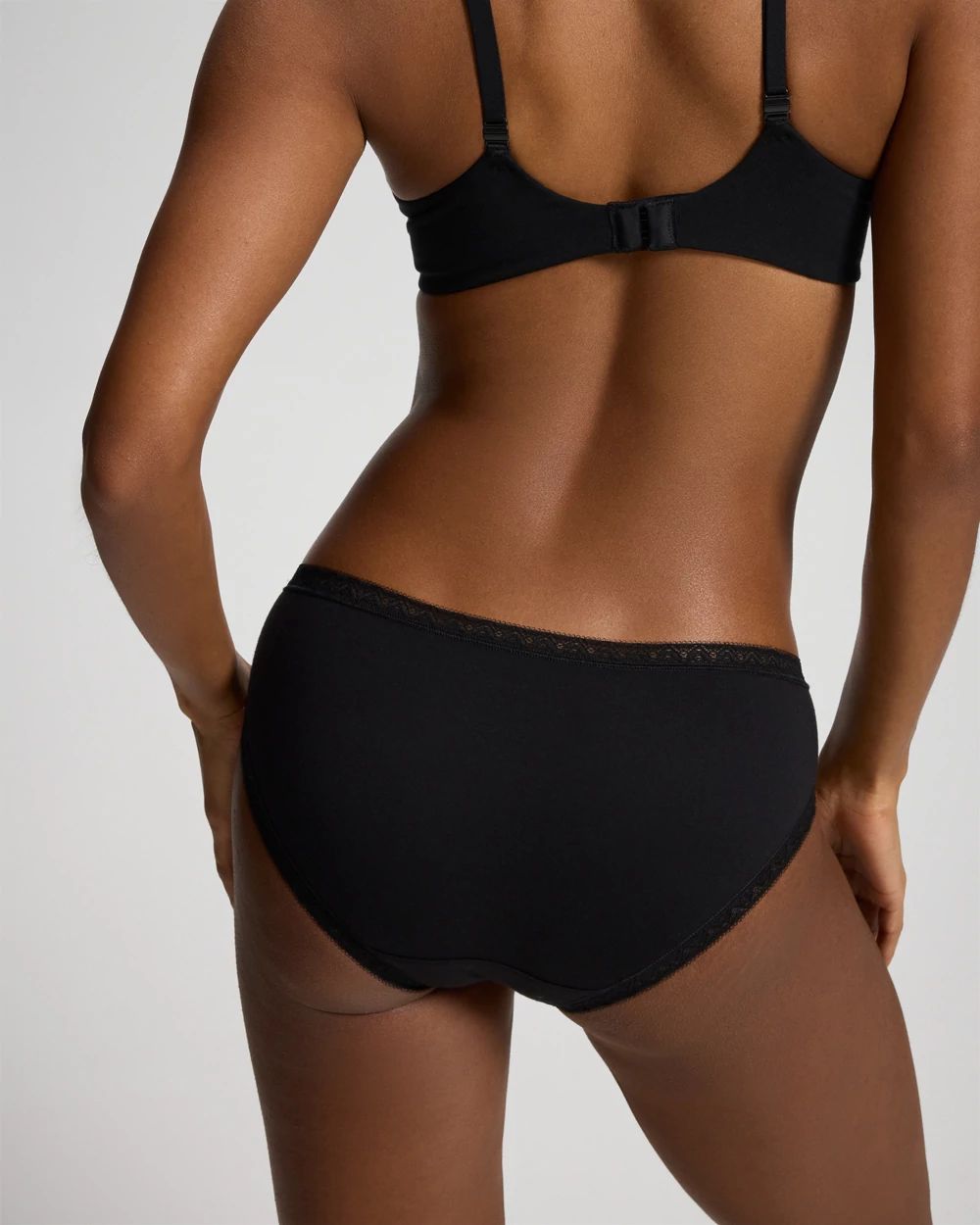 Cotton Hipster Panty with Lace Trim click to view larger image.