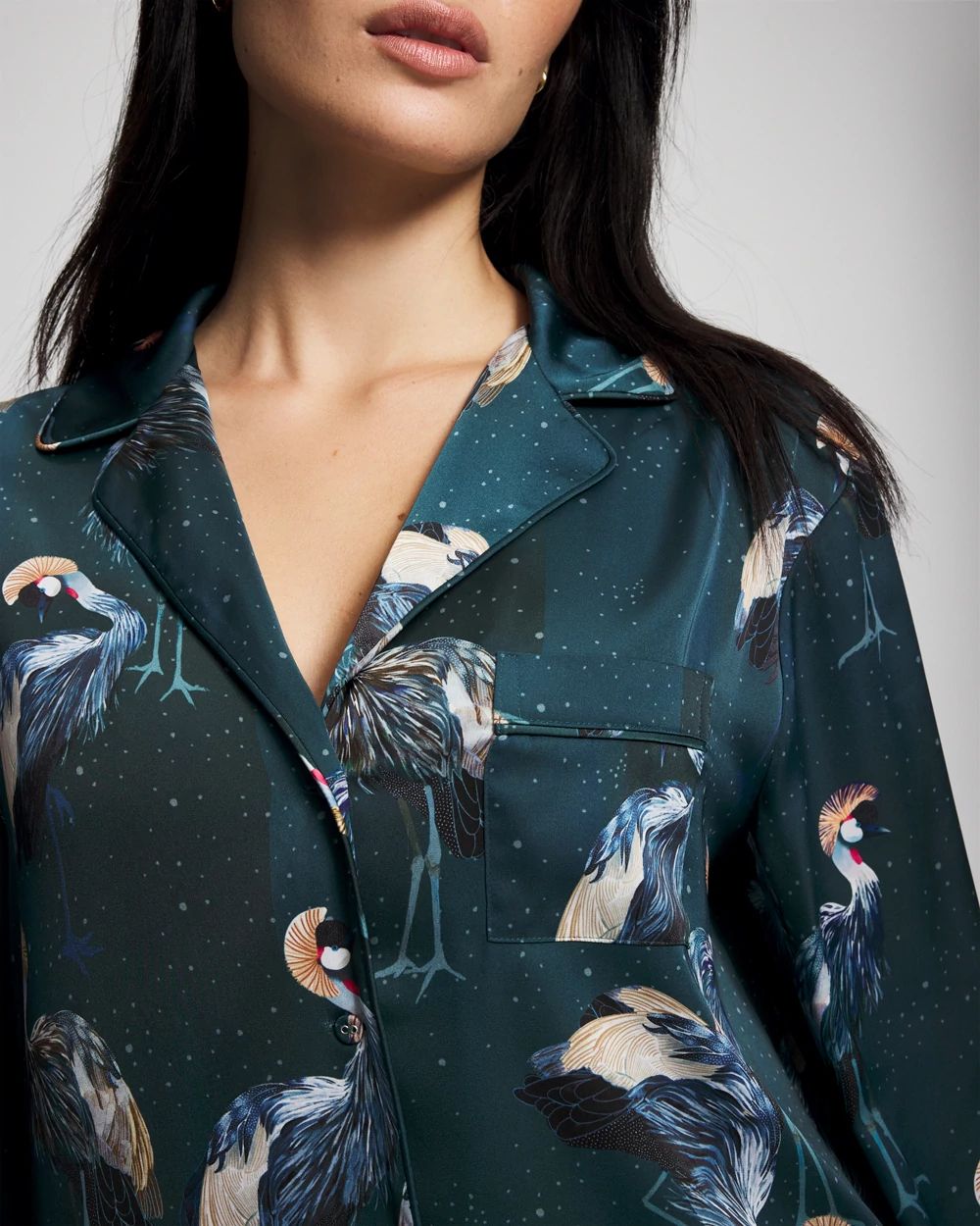 Long Sleeve Notch Collar Pajama Top click to view larger image.