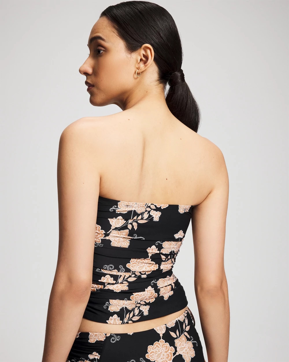 Shirred Bandeau Tankini Swim Top