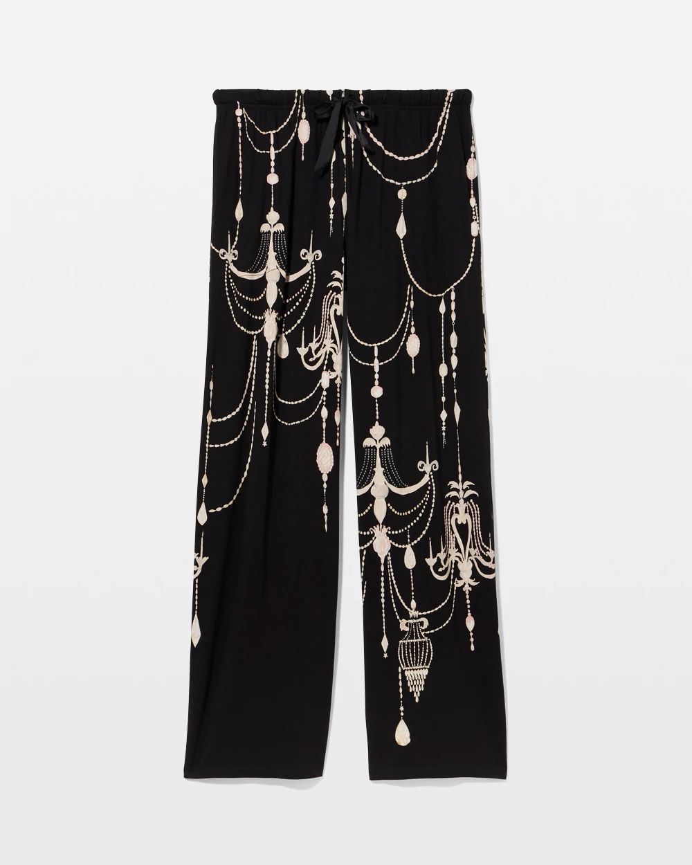 Satin Trim Wide-Leg Pajama Pants click to view larger image.