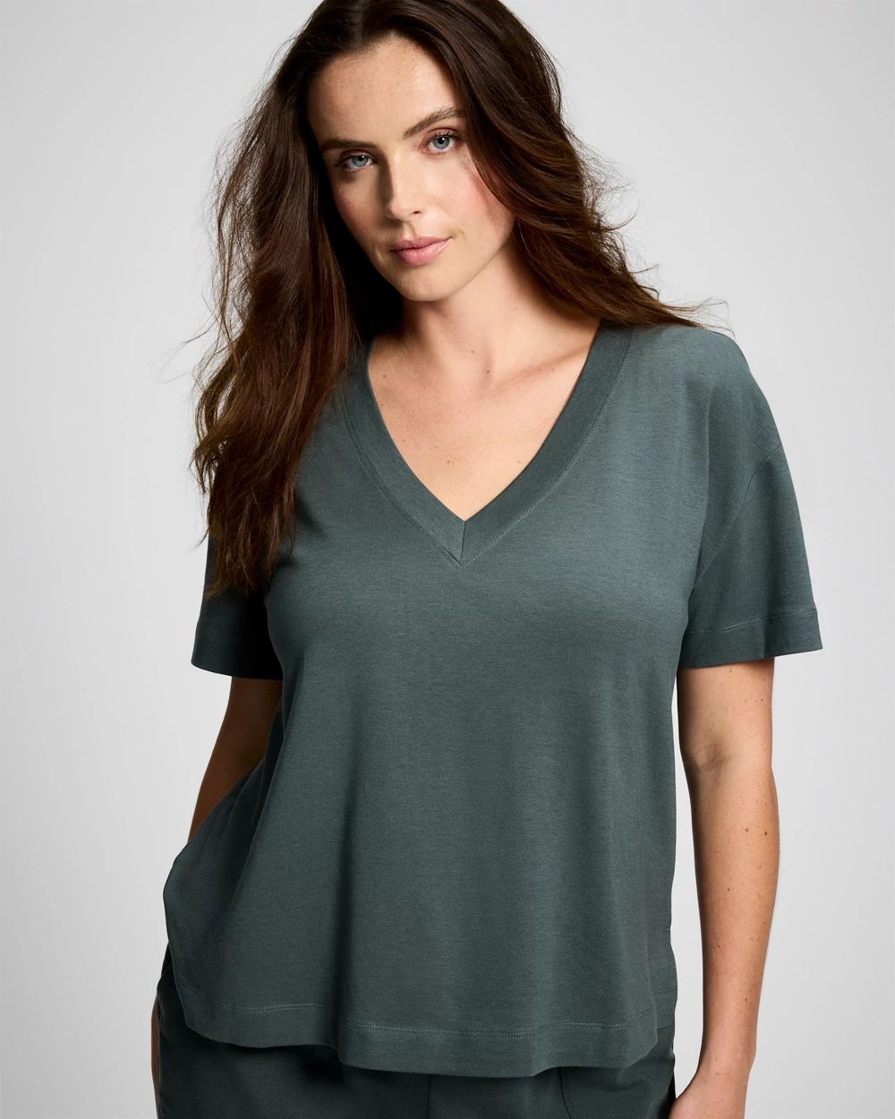 Most Loved Cotton Relaxed V-Neck Short Sleeve Pajama Tee
