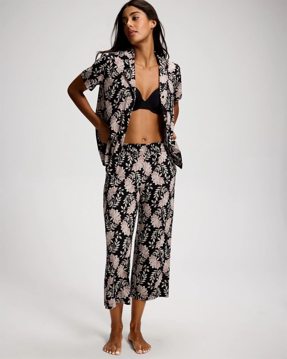 Cool Nights Short Sleeve Notch Collar Pajama Top