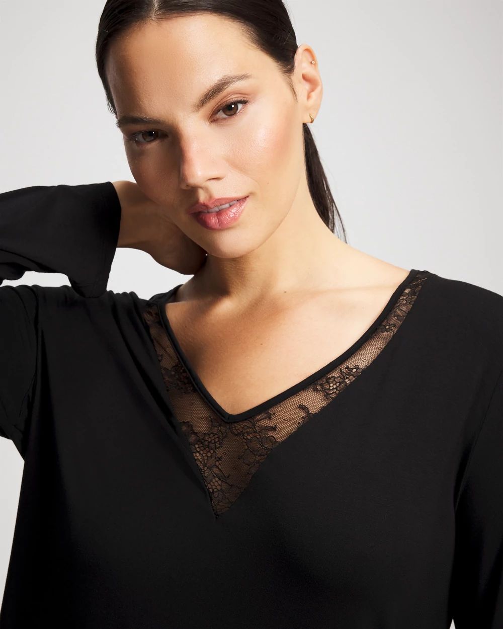 Lace Long Sleeve Pajama Top click to view larger image.