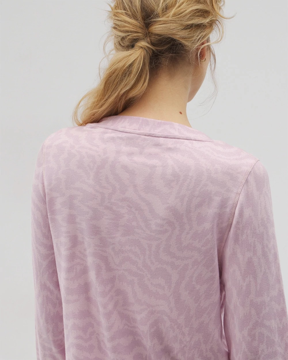 Long-Sleeve V-Neck Pajama Top