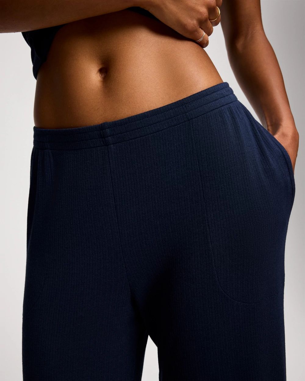 Lightweight Rib Knit Crop Pajama Pants click to view larger image.
