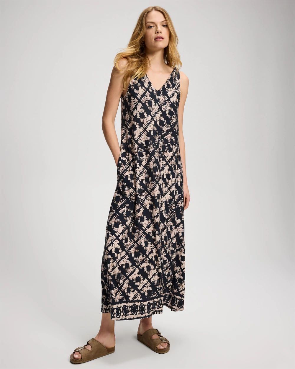 Soft Jersey Relaxed Knot Shoulder Maxi Dress