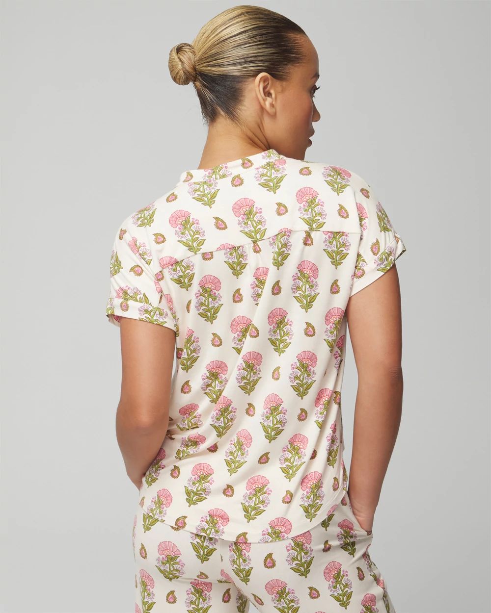Cool Nights Short-Sleeve Button-Front Pajama Top