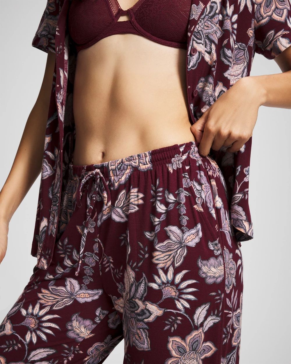 Piped Crop Pajama Pants click to view larger image.