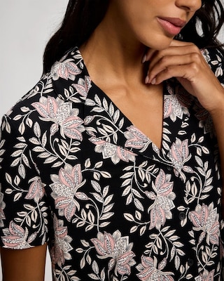 Short Sleeve Notch Collar Pajama Top click to view larger image.