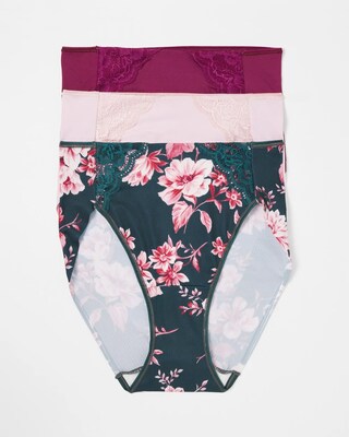 High-Leg Brief Panty with Lace 3 Pack