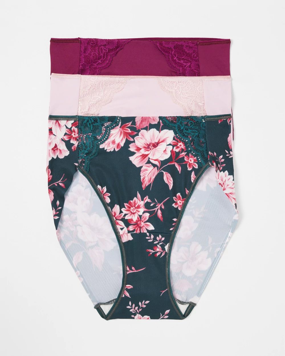 High-Leg Brief Panty with Lace 3 Pack