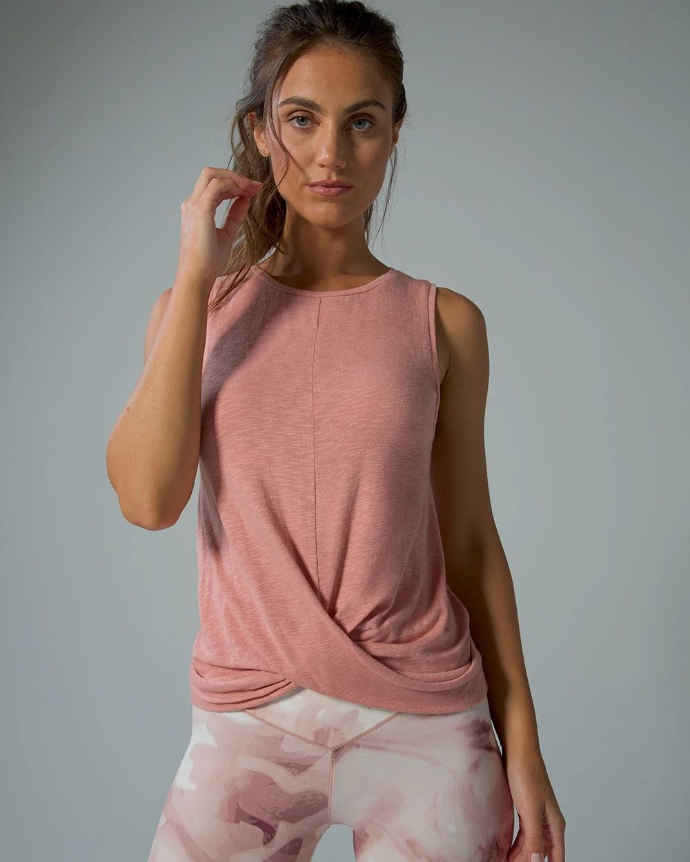 Cotton Slub Twist Front Tank