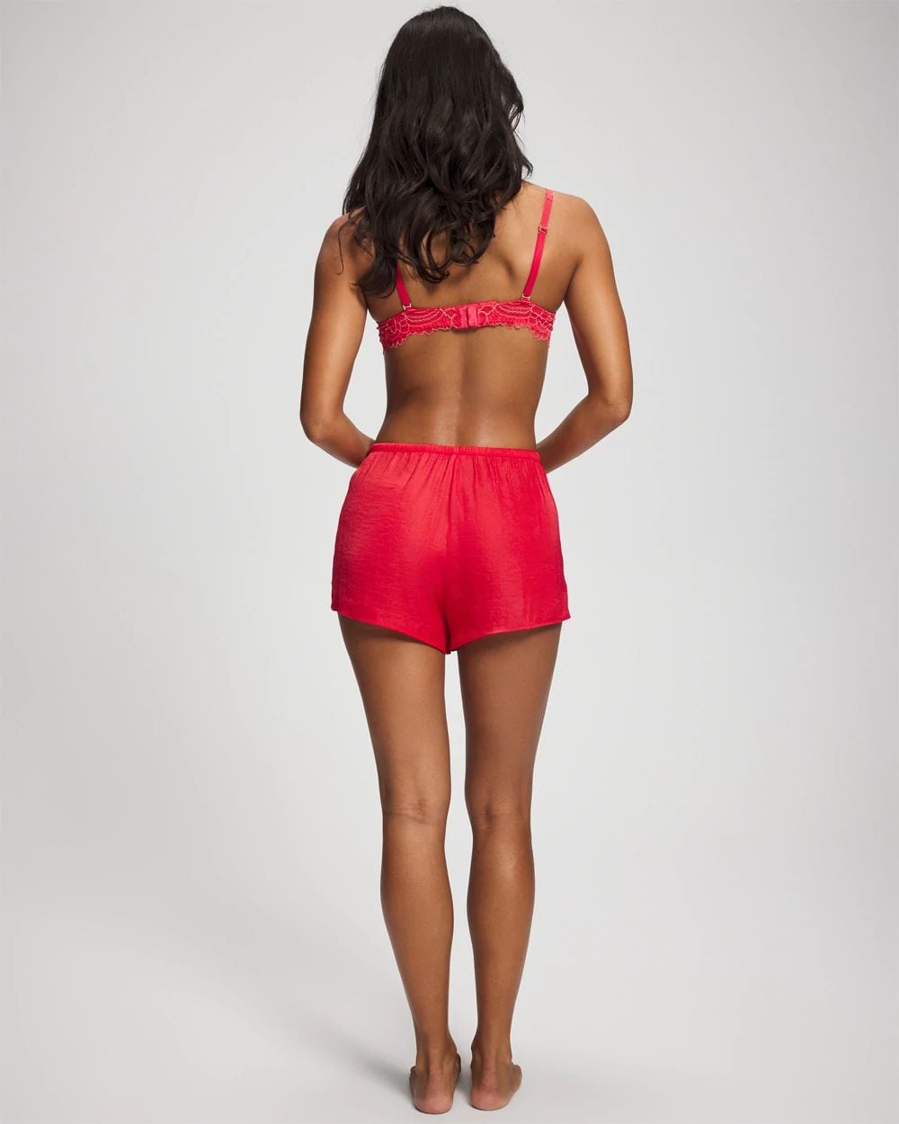 Crinkle Satin Lace Trim Pajama Short