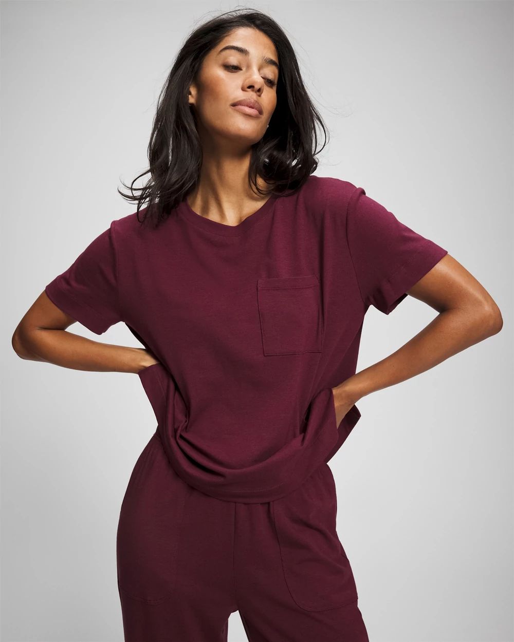 Most Loved Cotton Short-Sleeve Pocket Pajama Tee