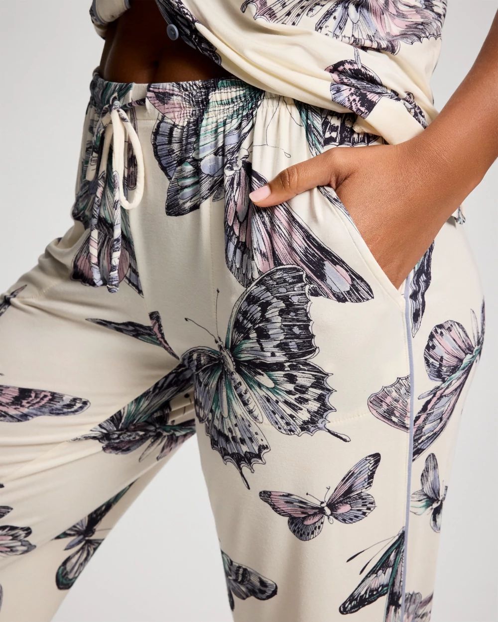 Piped Crop Pajama Pants click to view larger image.