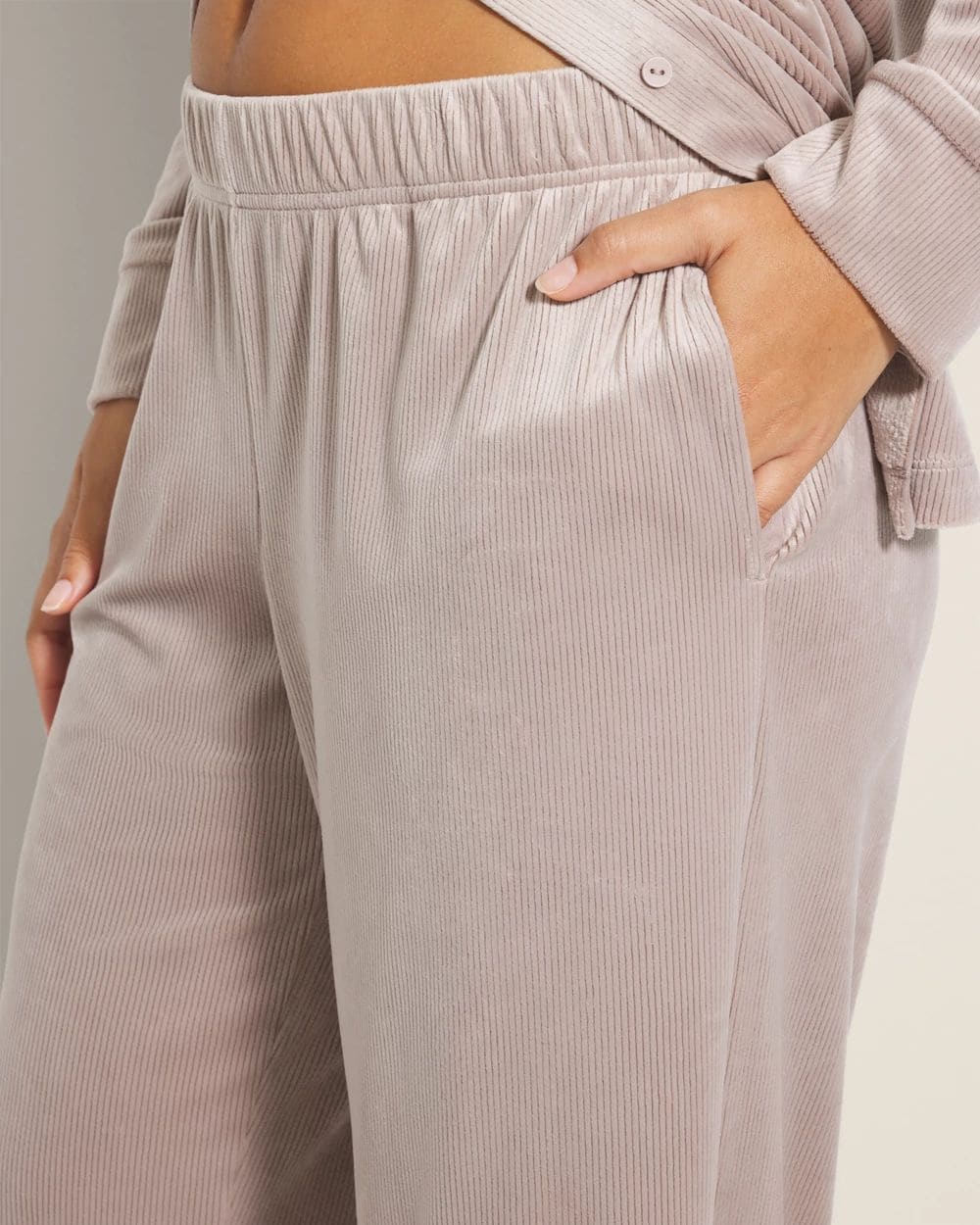 Velvety Ribbed Wide-Leg Pajama Pants