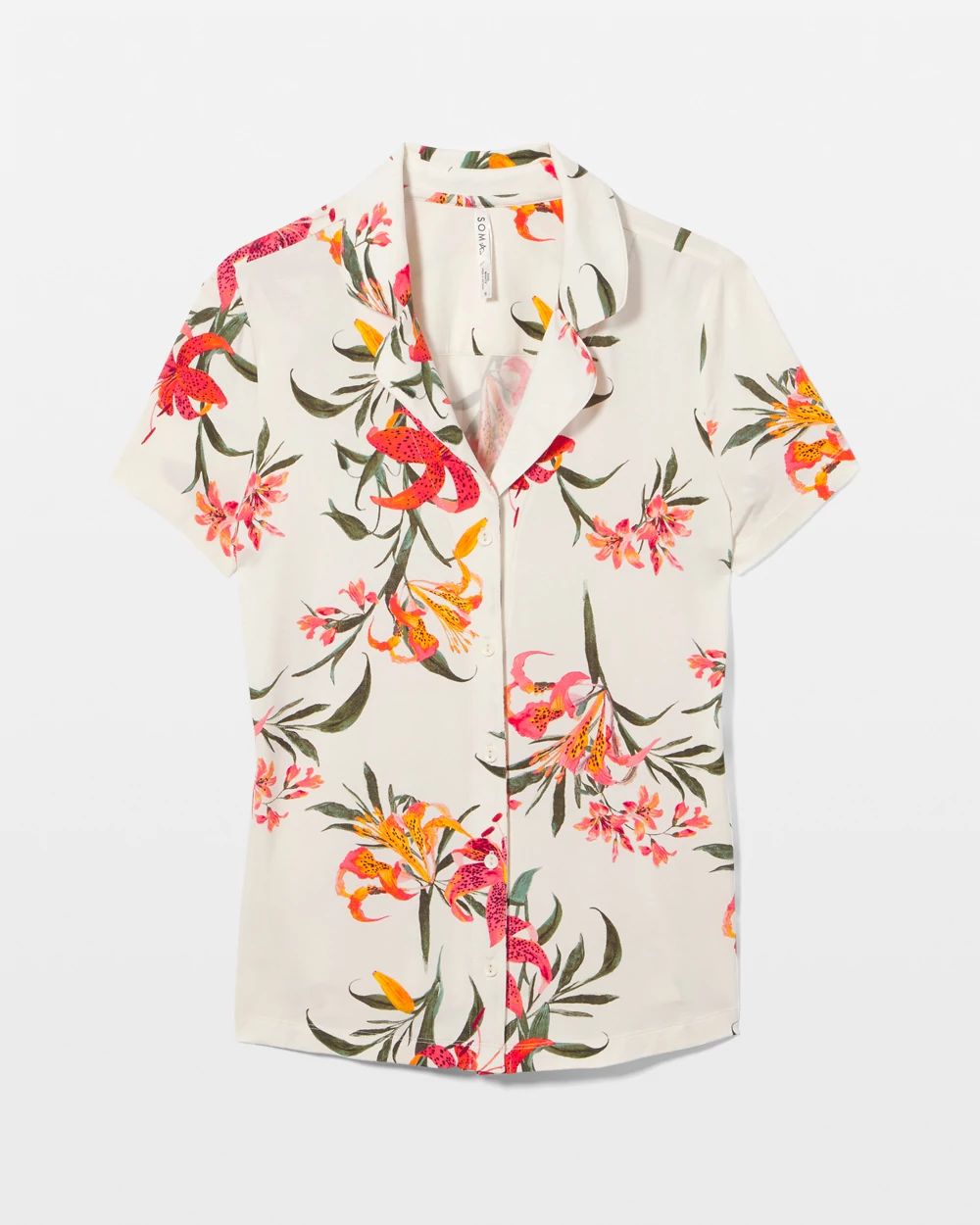 Cool Nights Short Sleeve Notch Collar Pajama Top