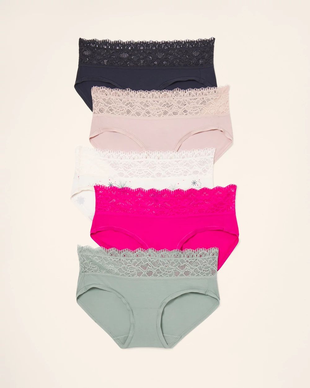 Embraceable Hipster Panty with Super Soft Enchanting Lace 5 pack