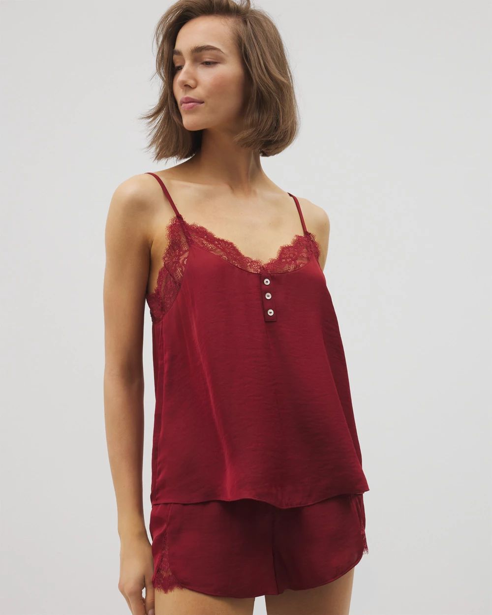 Crinkle Satin Lace Trim Cami