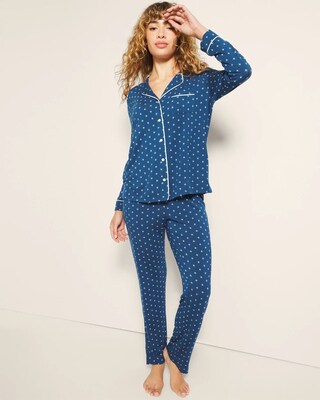 Piped Long-Sleeve Notch Pajama Top click to view larger image.