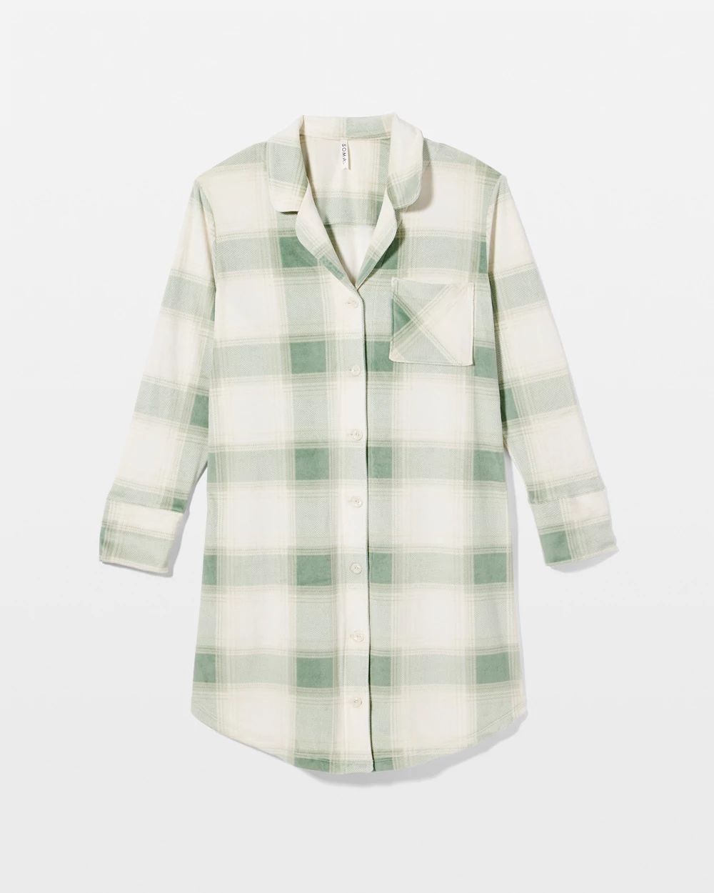 Microfleece Long-Sleeve Notch Collar Sleepshirt