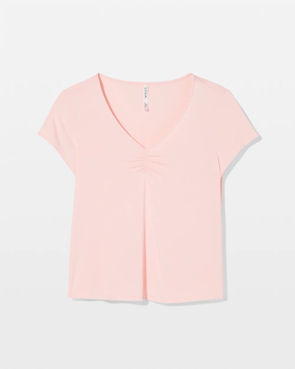 Ruched-Front Short-Sleeve Pajama Tee click to view larger image.