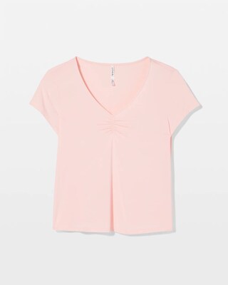 Ruched-Front Short-Sleeve Pajama Tee click to view larger image.