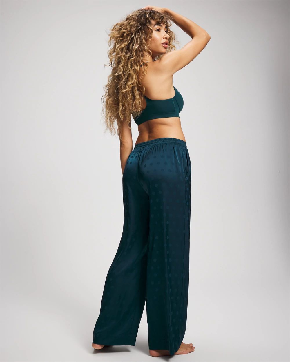 Satin Jacquard Dot Satin Relaxed Pant