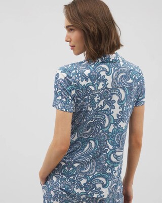 Short Sleeve Notch Collar Pajama Top click to view larger image.