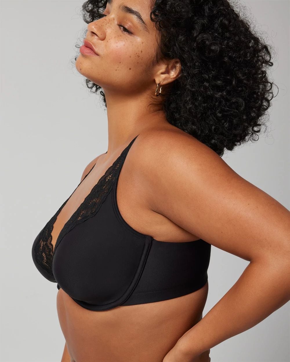 Soma Essentials Plunge Unlined Bra with Lace Trim