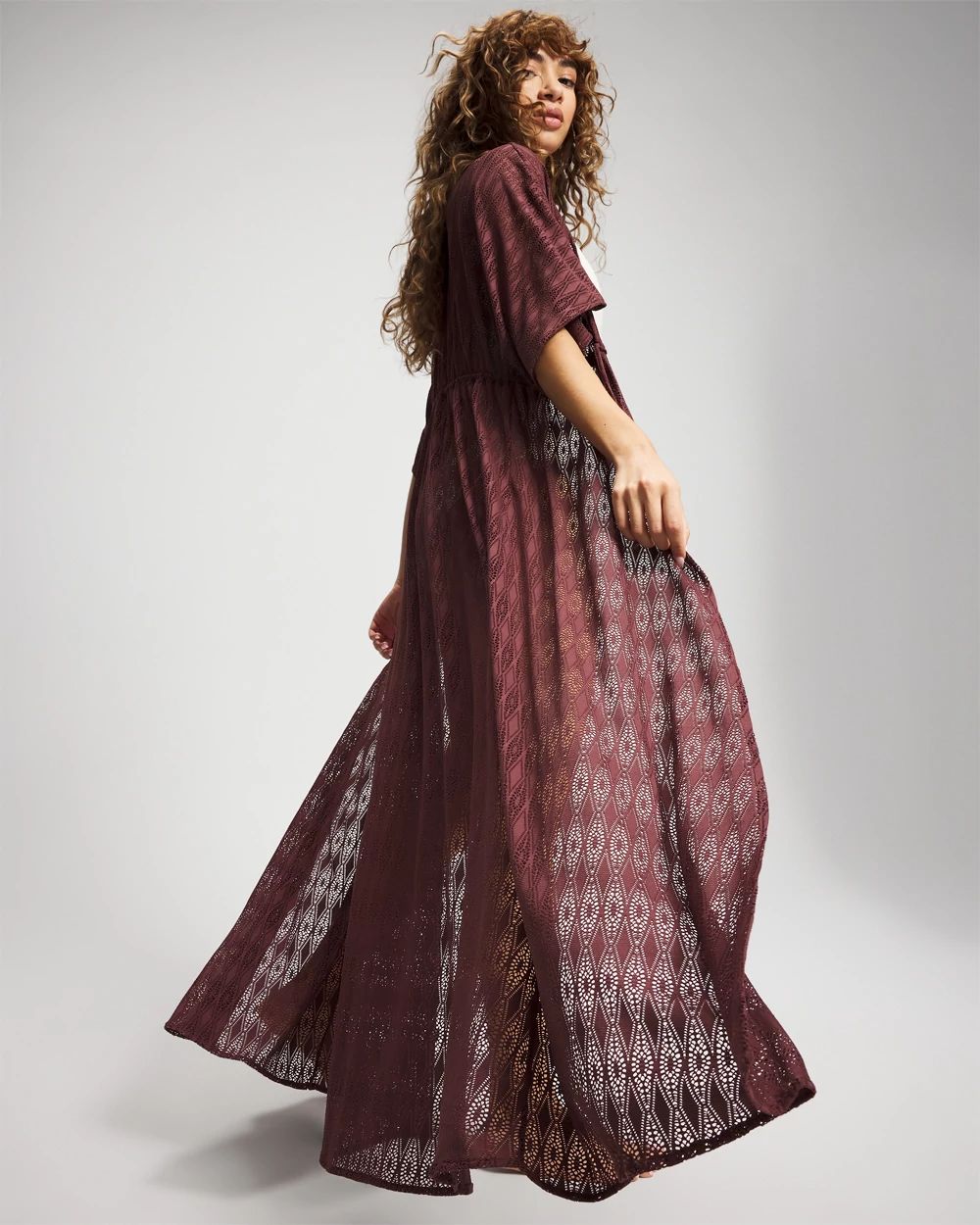 Sunkissed Crochet Open-Front Caftan
