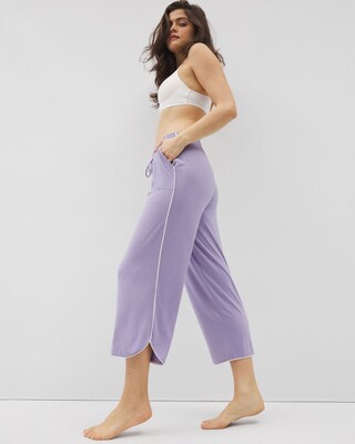 Solid Piped Crop Pajama Pant click to view larger image.