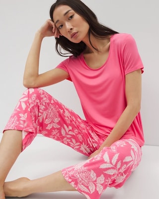 Short-Sleeve + Cropped Pants Pajama Set click to view larger image.