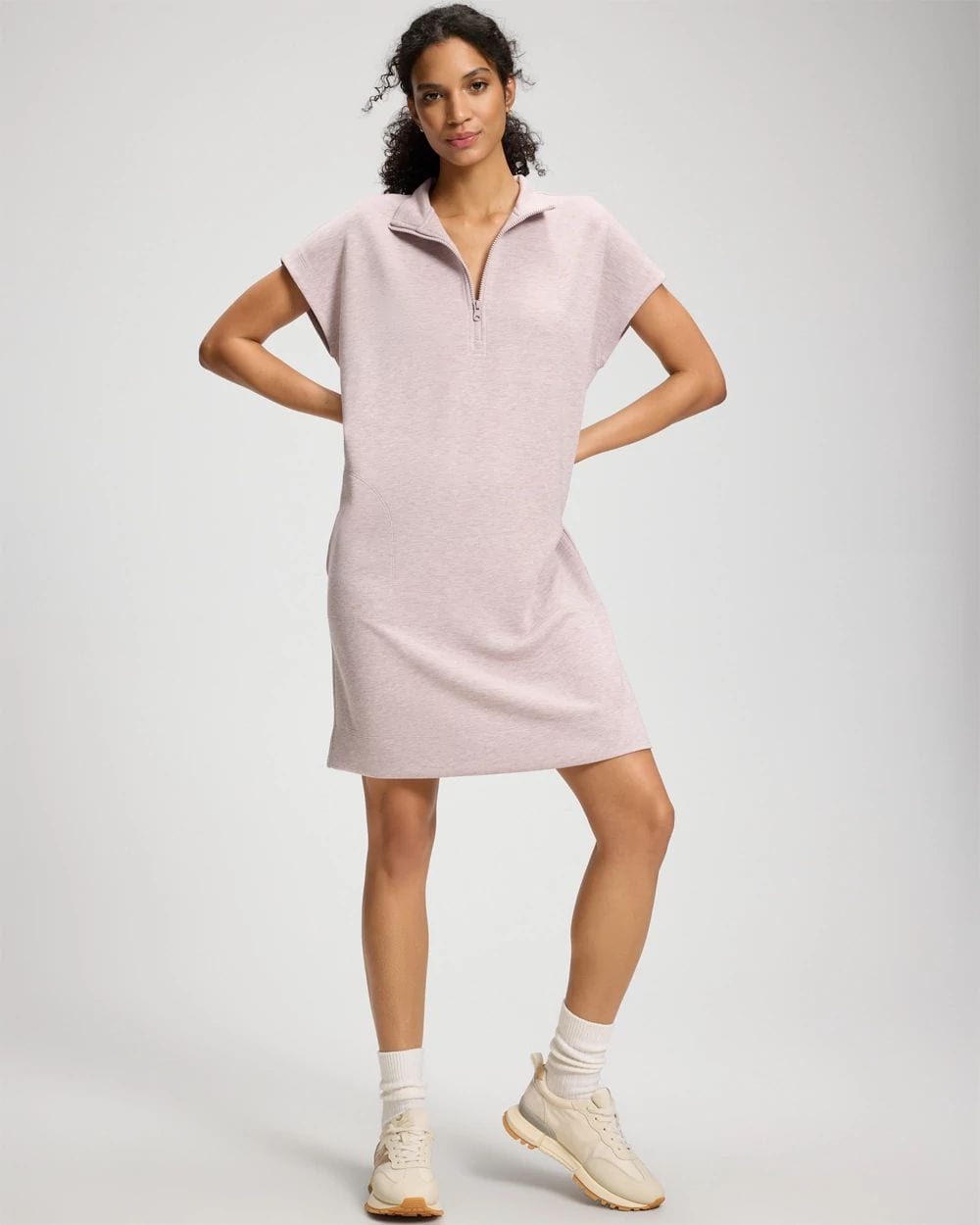 Modern Modal Quarter-Zip Short Sleeve Lounge Dress