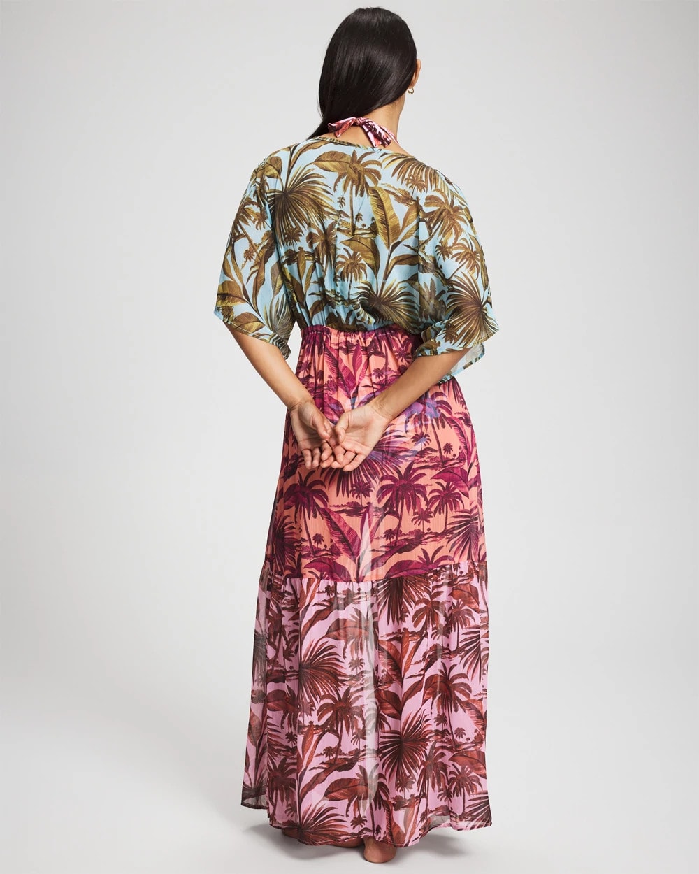 Bleu Rod Beattie White Lotus Chiffon Cover Up Dress