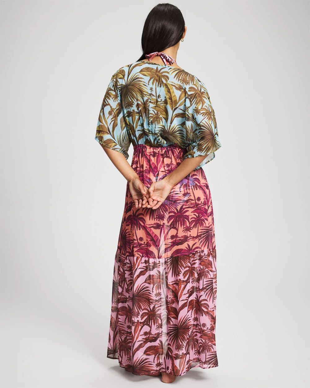 Bleu Rod Beattie White Lotus Chiffon Cover Up Dress