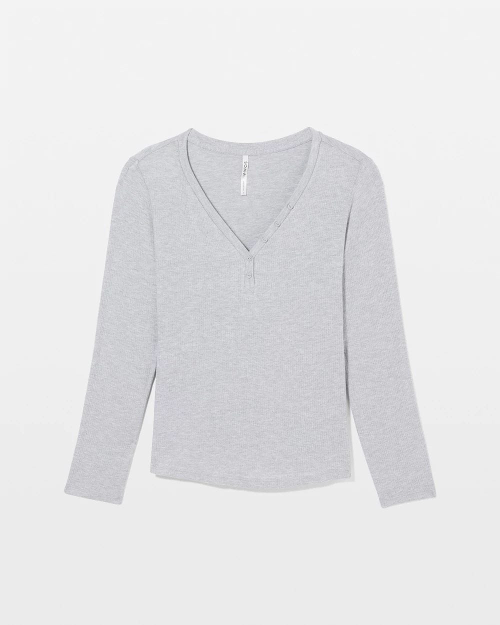 Lightweight Rib Knit Long-Sleeve Pajama Henley