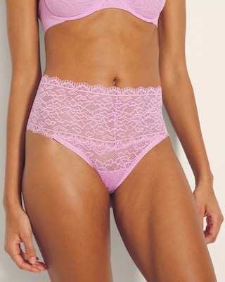 High-Waist Thong Panty with Enchanting Lace