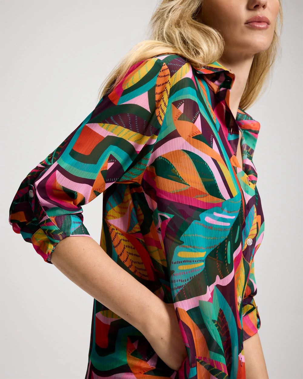 Bleu Rod Beattie Wild and Free Chiffon Cover Up Shirt click to view larger image.