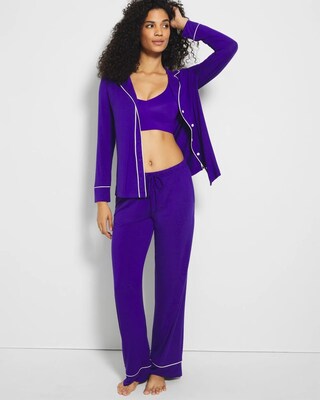 Long-Sleeve Notch Collar Pajama Top click to view larger image.