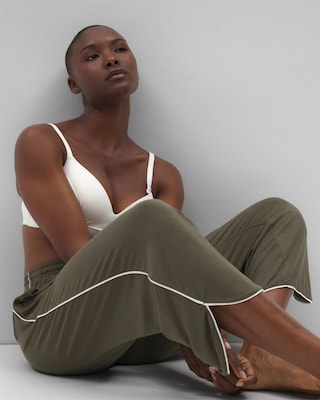 Solid Piped Crop Pajama Pant click to view larger image.