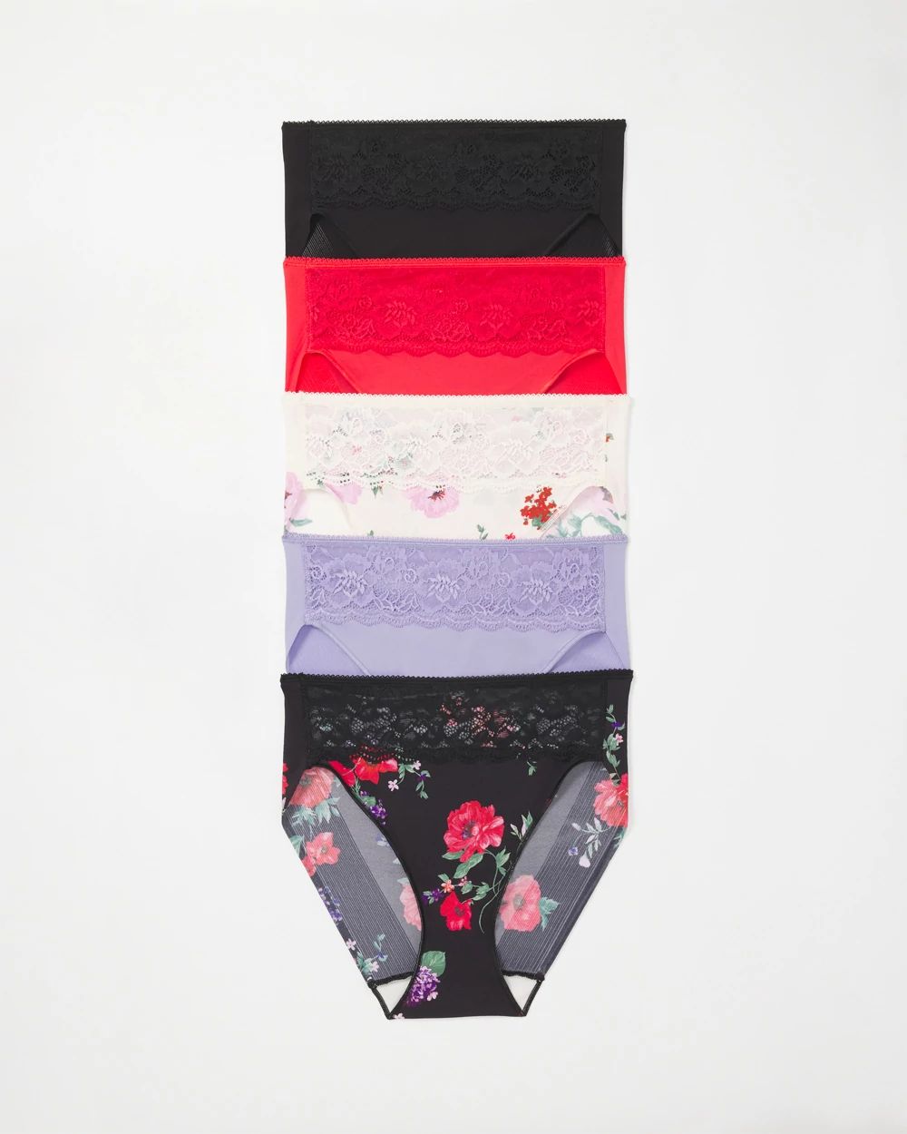 Vanishing Edge High-Leg Brief Panty with Lace 5 Pack